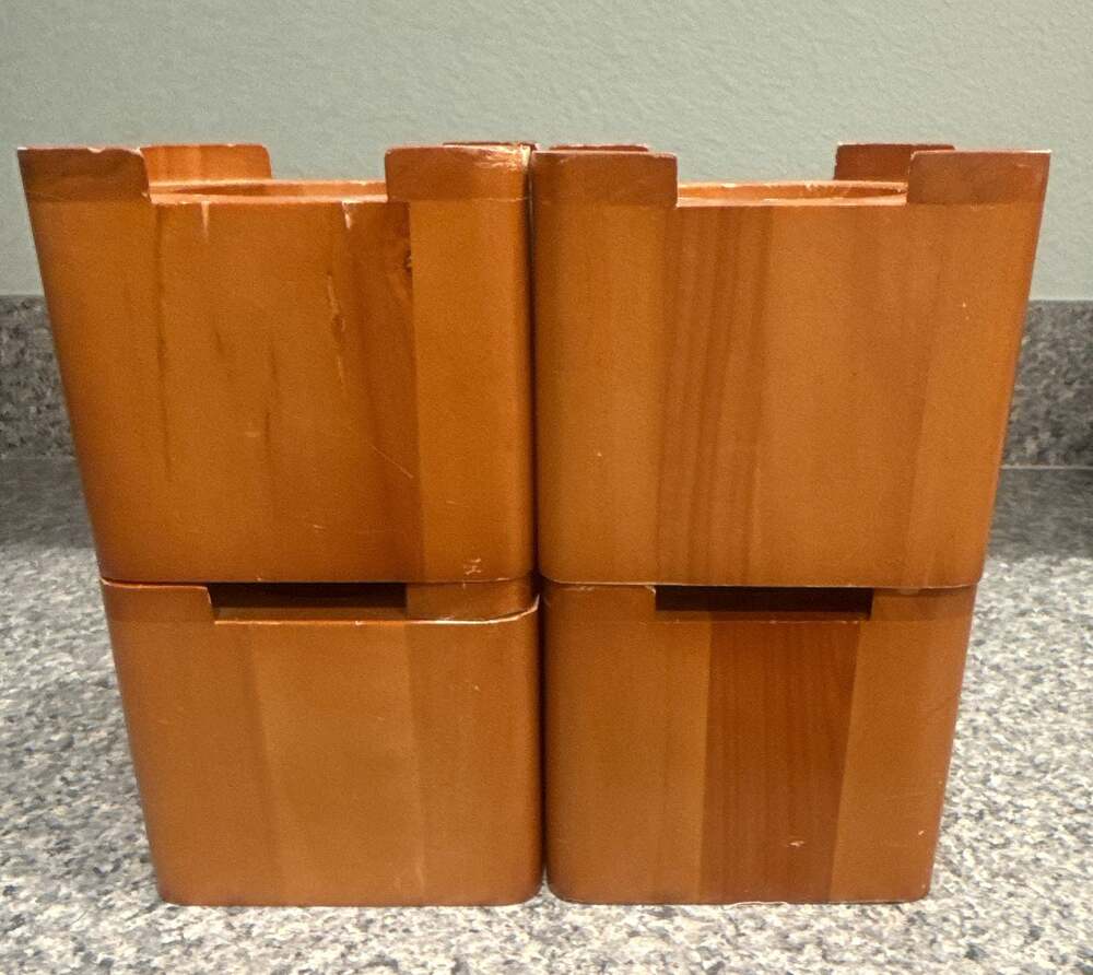 Honey-Can-Do Maple Finish Wood 3.5 Inch Stackable Square Bed Risers Set of 4